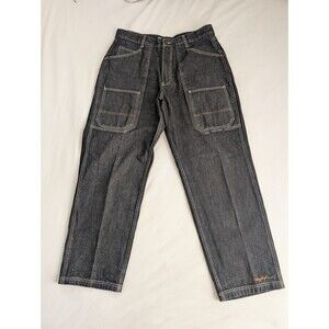 Y2K Ruff Ryders Dirty Denim Jean Size 38x32 Black Light Wash Baggy Streetwear
